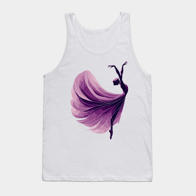 Beautiful ballerina in an elegant purple dress dancing. Vector illustration, tiptoe pose, ballet performer Tank Top by Nora Liak